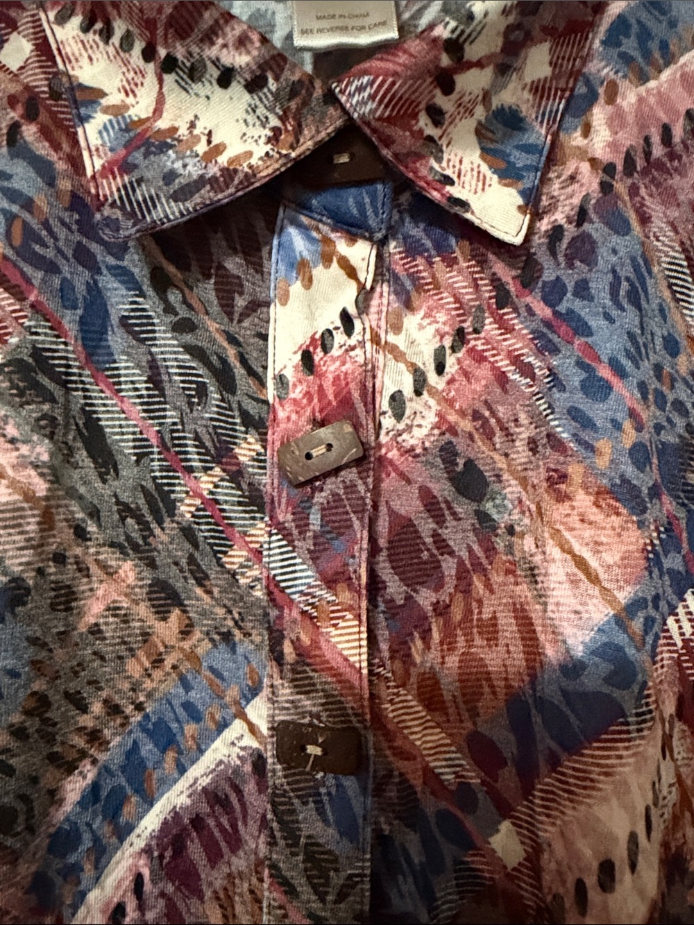 Multiples Multicolor Abstract Print Button-Down Shirt - Picture 4 of 4